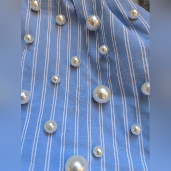 Anthropologie, Maeve,Oversized Frankie Clutch, Blue/White/Pearl - Picture 8 of 8